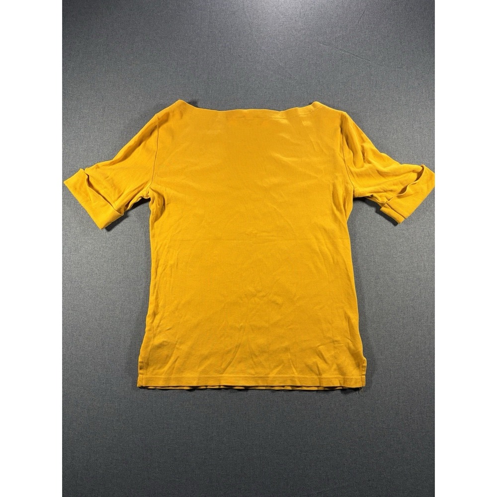 Lauren Ralph Lauren Womens Yellow Crew Neck Short Sleeve Knit T Shirt M